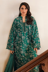 CROSS STITCH - 3PC DHANAK EMBROIDERED SHIRT DHANAK EMBROIDERED DUPATTA AND TROUSER - HZG2345